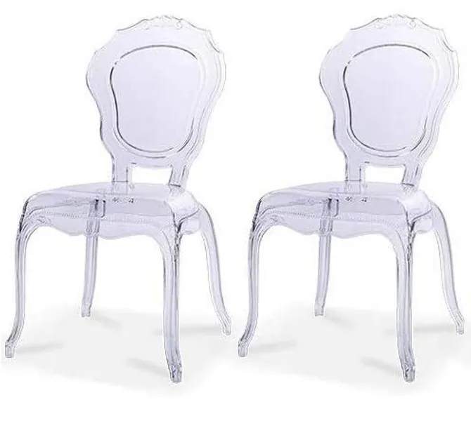 2xhome - Belle Style Ghost Chair Ghost Armchair Dining Room Chair - Armchair Lounge Chair Seat Higher Fine Modern Designer Artistic Classic Mold (Clear Bella X2)