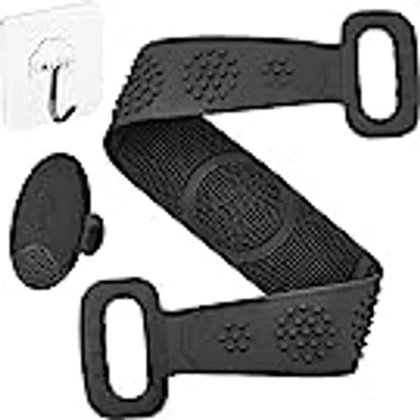 Silicone Back Scrubber for Shower- 36 Inches Back Body Brush Extra Long for Exfoliating & Massaging Hygienic Back Washer with Handle, Shower Silicone Back Scrubber for Men and Women, Black.