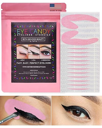 Eyeliner Stencils | Cat Eyeliner Stencil & Winged Eyeliner Tool | Made in USA & Created by Celebrity Makeup Artist | Reusable and Flexible Eyeliner Tape & Eyeshadow Tape | 24 Stencils - 24 Count (Pack of 1)
