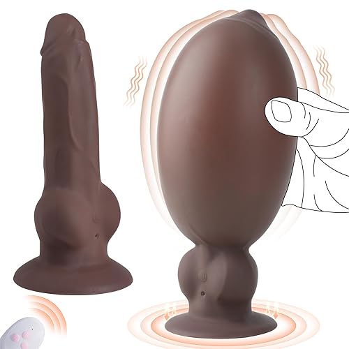 4.7'' to 8.3'' Anal Dildo Vibrator, Inflatable Dildo Black Dildo Vibrating Dildo with Adjustable Girth, Anal Sex Toys G spot Stimulator Prostate Massager, Remote Control Couples Sex Toy (Brown)