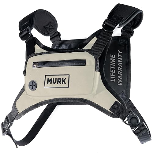 MVRK Water Resistant Chest Pack - Running Vest for Workouts, Running Phone Holder Extra Storage, Lightweight Running Pack - Off-white