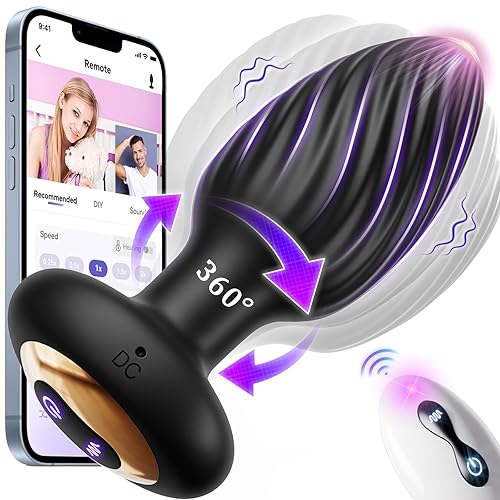 360° Rotation Adult Sex Toys for Men Prostate Massager - Swirl Surround Stimulate Prostate Point APP Remote Control, Adult Toys Anal Plug Vibrating Butt Plug with 9 Vibrating, Anal Toys Vibrator Mens - Normal