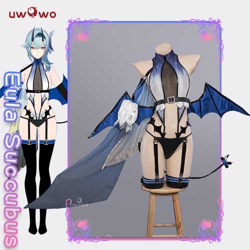 【In Stock】Uwowo Genshin Impact Fanart Eula Succubus Little Devil Halloween Cosplay Costume - S