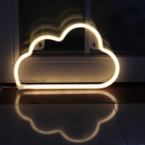 LED Neon Signs Cloud Wall Decorative Night Light for Bedroom Girls' Kids Room Home Décor Neon Light Battery Powered and USB Plug(NECLD) - Warm White