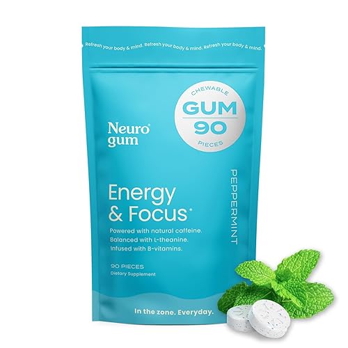 NeuroGum Energy Caffeine Gum, Peppermint Flavor (90 Pieces) 