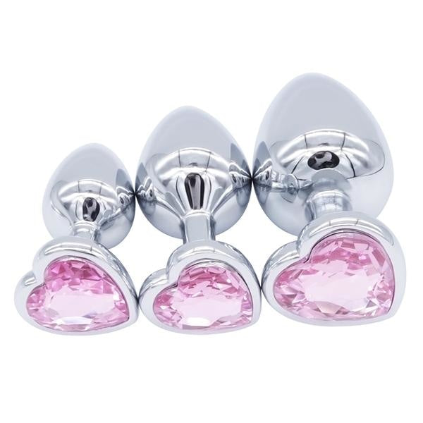 Heart Plugs (3 Piece Set + Many Colors) - Pink