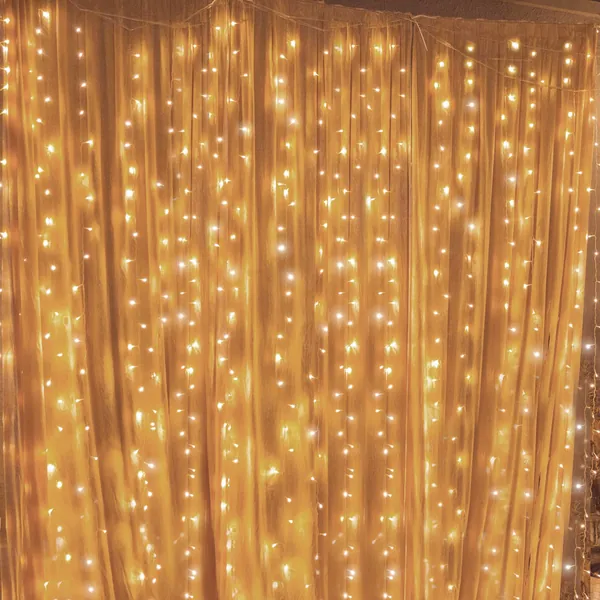 Twinkle Star 300 LED Window Curtain String Light Wedding Party Home Garden Bedroom Outdoor Indoor Wall Decorations, Warm White - *Warm White.