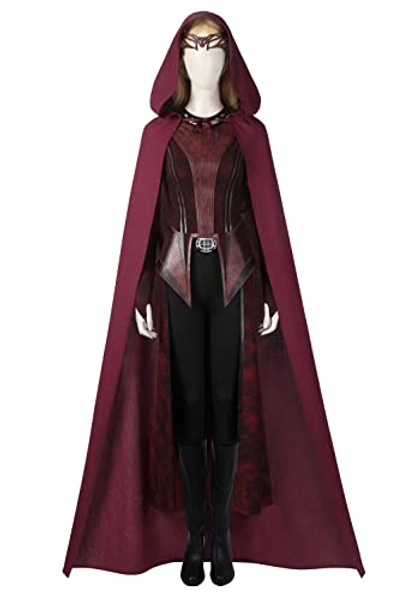 Wanda Maximoff Costume for Women,Scarlet Cosplay Headwear Witch Cloak and Pants Full Set Outfit
