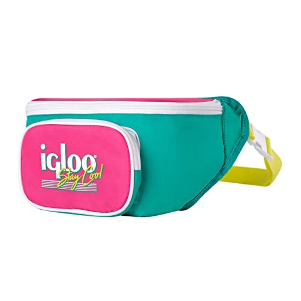 Igloo 90s Retro Collection Fanny Pack Portable Cooler with Front Pocket and Adjustable Waist Strap Holds 3 Cans