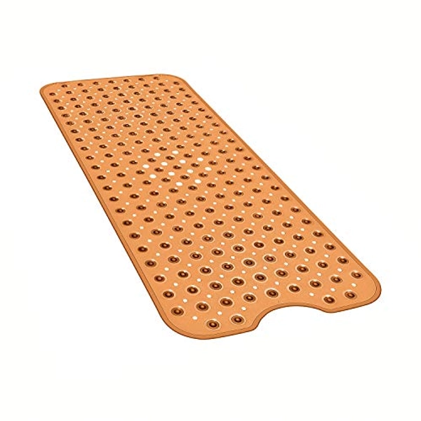 YINENN Bath Tub Shower Mat 40 x 16 Inch Non-Slip and Extra Large, Bathtub Mat with Suction Cups, Machine Washable Bathroom Mats with Drain Holes, Brown