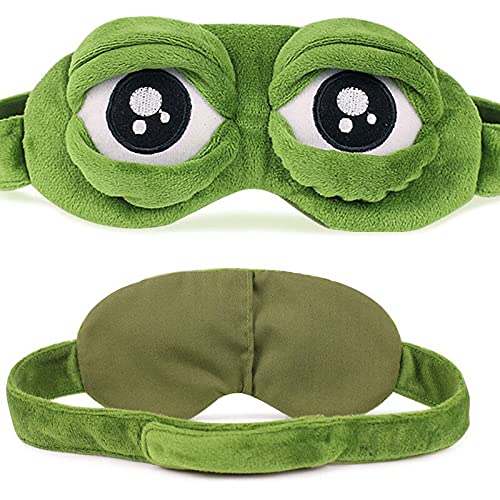 Divertente Creativo Pepe The Frog Triste Rana Maschera per gli occhi 3D Cartoon Morbido Peluche Dormire Maschera Verde