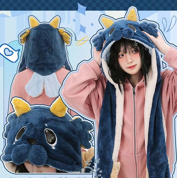 Genshin Impact Blubberbeast Plush Hat Scarf Genshin Fontaine Seal Beanie