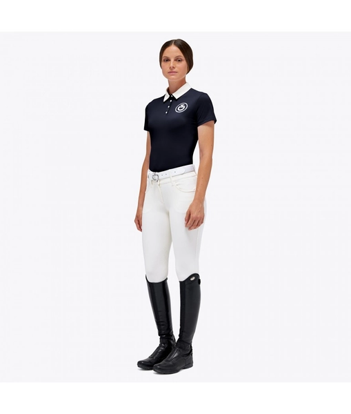 Ridershouse: Cavalleria Toscana Piquè En Mesh S/S Trainings Polo Donkerblauw