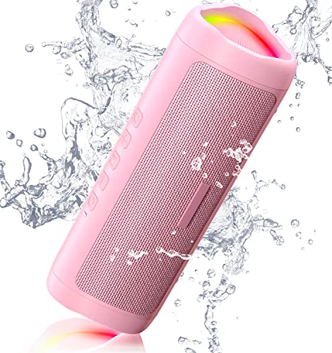 Bluetooth Speaker, IPX5 Waterproof Speaker with HD Sound, Up to 24H Playtime, TWS Pairing, BT5.3, Portable Wireless Speakers for Home/Party/Outdoor/Beach, Electronic Gadgets, Birthday Gift (Pink) - 1pcs-Pink
