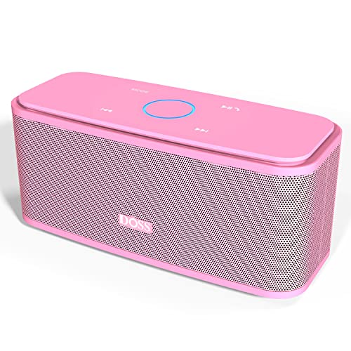 DOSS Bluetooth Speaker, SoundBox Touch Portable Wireless Speaker with 12W HD Sound and Bass, IPX4 Water-Resistant, 20H Playtime, Touch Control, Handsfree, Speaker for Home, Outdoor, Travel-Pink - Pink