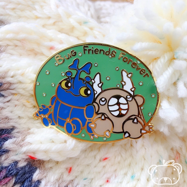 Bug friends forever enamel pin. Pinsir and heracross. Bff. hard enamel pin. Pokemon. Bear friends gifts. Gift for friend