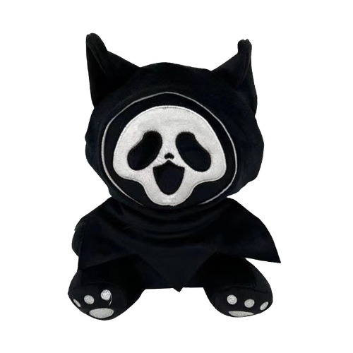 Ghostface Plush Toy, Hallowen Scream Ghostface Stuffed Toy, Glowing Ghost Plush Figure, Horror Ghostface Plushies Doll, for Boys, Girls, Kids, Home Decor & Gifts (2Colors) - Black