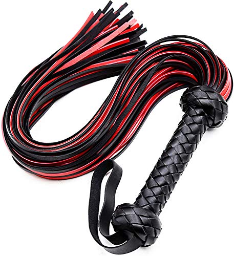 AOXVIA Whips 30" Leather Horse Crop, Red and Black Riding Crop Whip, Faux Leather Crop Whips, Leather Horse Crop Whip for Couples - Red