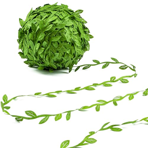 MAQIHAN 265 Ft Leaf Ribbon - Green Leaves Leaf String Leaf Vines Ivy Leaves Green Leaves for Decoration,Party Decor, Bedroom, Wall,Wedding, Gift Wrapping, Crafts