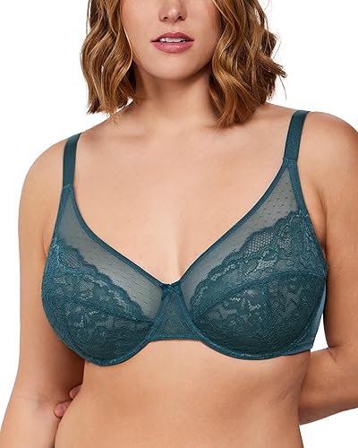 HSIA Minimizer Bras for Women Full Coverage Underwire Bras Plus Size Lifting Lace Bra for Heavy Breast - Balsam Blue - 42D