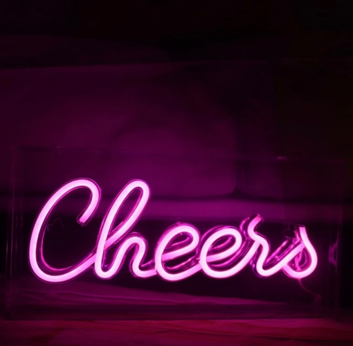 QiaoFei Cheers Neon Sign LED Decorative Light Sign USB Light Box Neon Letters for Desktop Home Bar Party Wedding Graduation Holiday Events (pink) - - Amazon.com