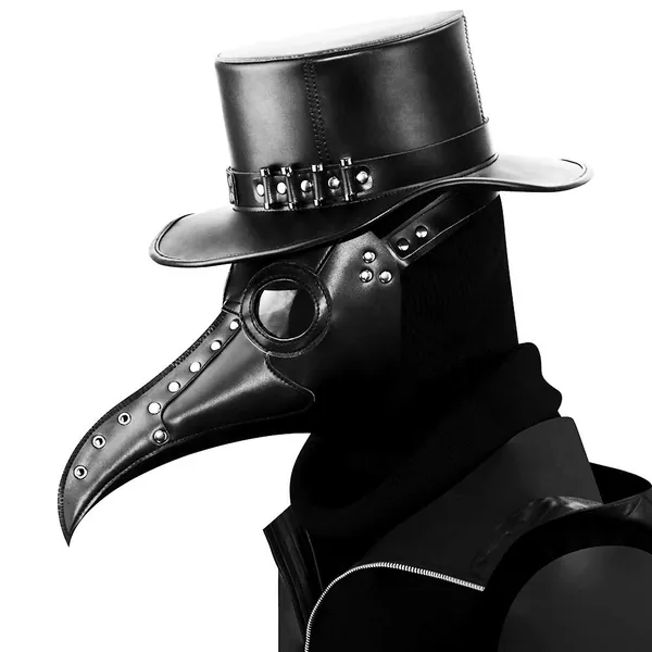 Plague Doctor Bird Mask Leather Long Nose Beak Cosplay Steampunk Halloween Costume Props Mask Black - 