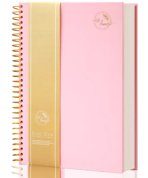 Hardcover Spiral Notebook 150 Sheets 3 Subject Large College Ruled Notebook for Office Meeting Notebook College Essentials Composition Notebook Wire Bound Journal School Supplies, Pink - Pink large