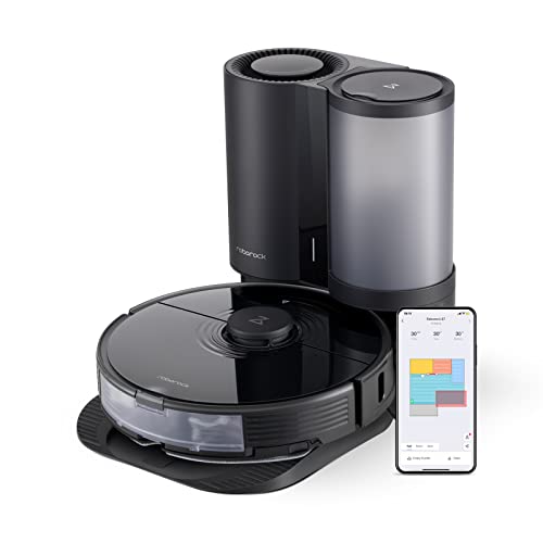 Roborock S7+ Robot Vacuum and Sonic Mop with Auto-Empty Dock, Stores up to 60-Days of Dust, Auto Lifting Mop, Ultrasonic Carpet Detection, 2500Pa Suction, Black (Renewed) - Black