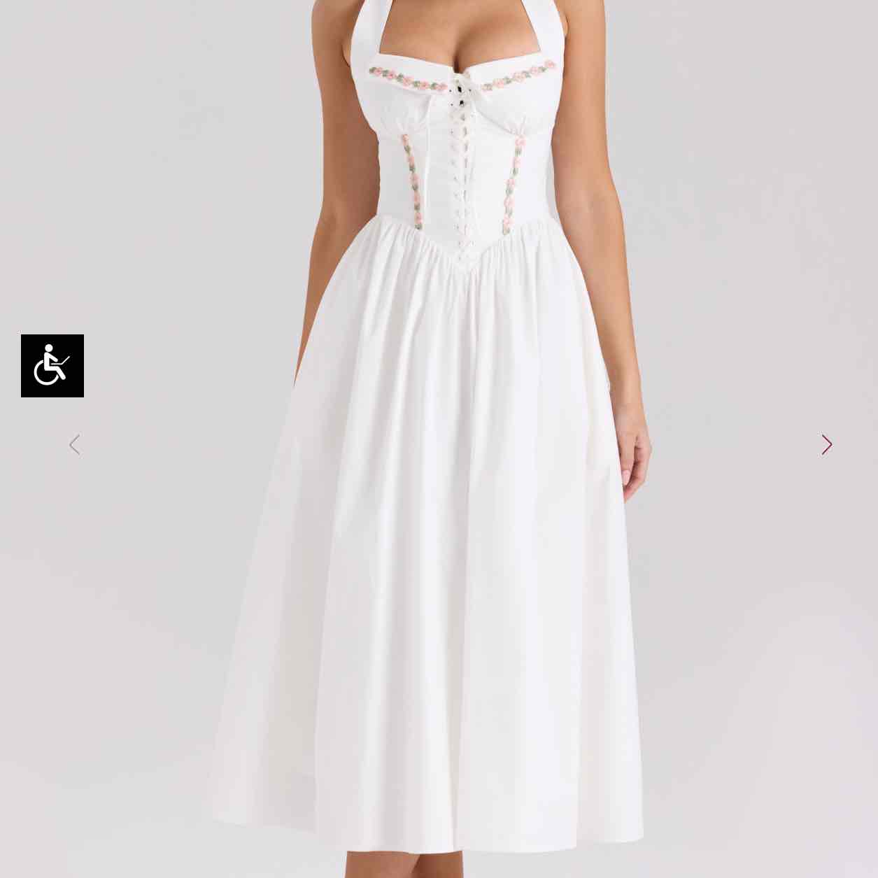 EMILIA White Cotton Halter Neck Midi Dress