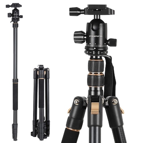 SPEEDSPORTING Camera statief 205cm aluminium statief reisstatief met monopod, fotostatief 360° kogelkop met snelwisselplaat draagtas voor Canon Nikon Sony Olympus