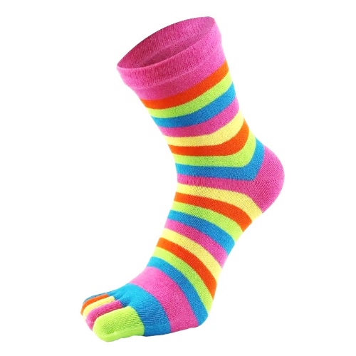 Rainbow Striped Pattern Toe Socks (Adult Medium)
