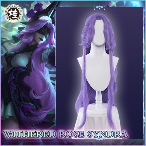 Uwowo Game League of Legends Withered Rose Syndra Cosplay Wig 80cm Pink purple Hair | Default Title