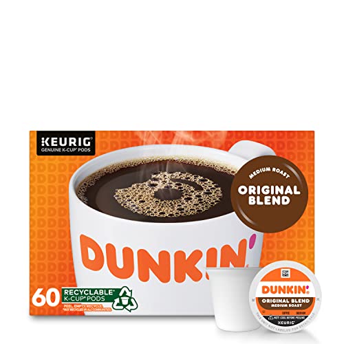 Dunkin' Original Blend Medium Roast Coffee, 60 Keurig K-Cup Pods - Original Blend - 10 Count (Pack of 6)
