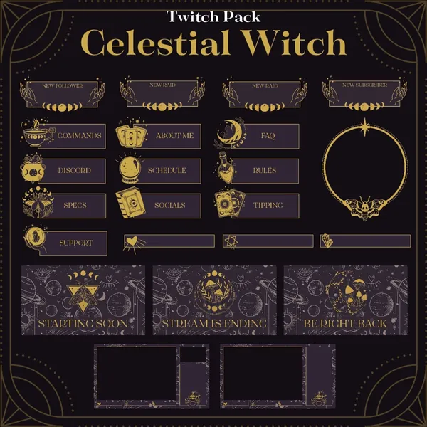 Animated Celestial Witch Twitch Pack