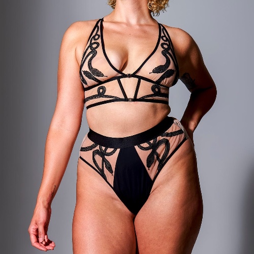 Medusa High-Waisted Bikini - Biscotti | Black/Biscotti / M