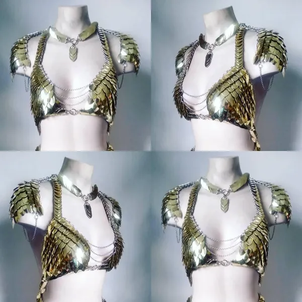 Viking Princess Scalemail Dragon Queen Chainmail Bikini Top Harness *ONE OF A KIND* Armour Metal Burning Man Cosplay