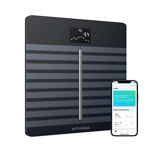Withings Body Cardio – Premium Wi-Fi Body Composition Smart Scale, Tracks Heart Health, Vascular Age, BMI, Fat, Muscle and Bone Mass, Water %, Digital Bathroom Scale - Black