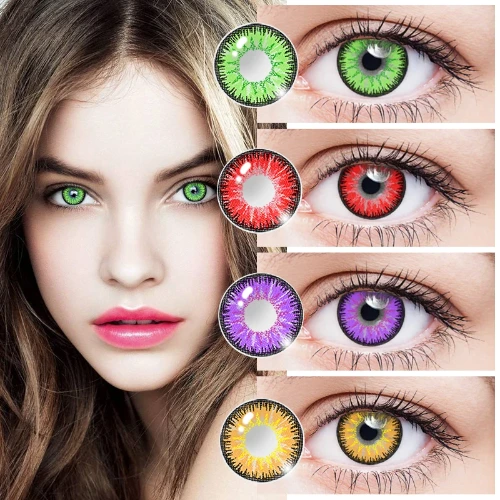 OVOLOOK lente da 14.5mm con lenti a contatto colorate per miopia diottrica per occhi grandi verde blu rosso viola marrone lente a colori per pupilla - AliExpress 