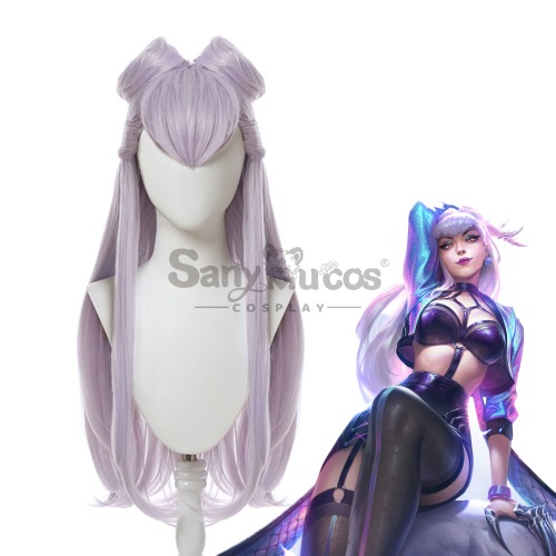 Game League of Legends Cosplay K/DA Evelynn Cosplay Wig Long Pink Grey Cosplay Wig