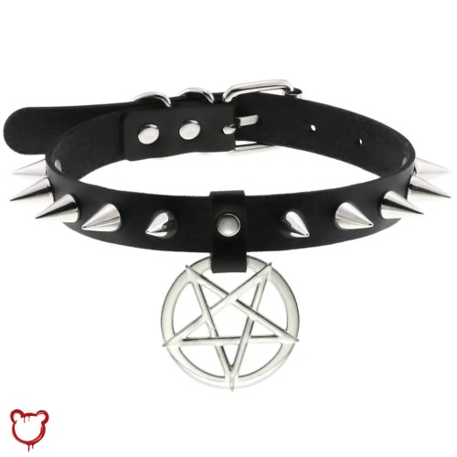 Gothic Rivet Choker Pendant - Black