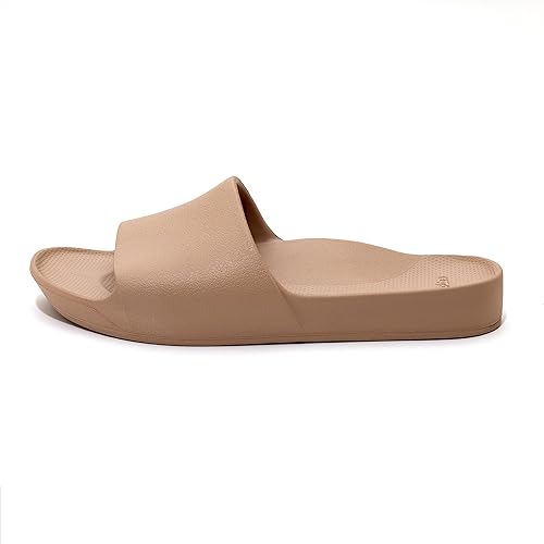 ARCHIES Footwear - Slide Sandals – Offering Great Arch Support and Comfort - 9 Women/8 Men - Tan