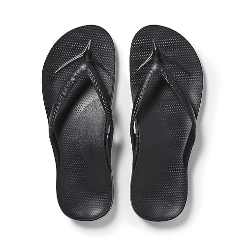 ARCHIES Footwear - Flip Flop Sandals – Offering Great Arch Support and Comfort - 9 Women/8 Men - Black
