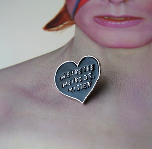 'We Are The Weirdos' Black Heart Shaped Pin