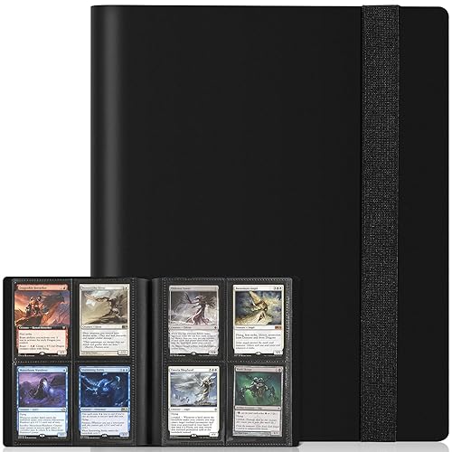 4 Pocket Card Binder for 160 Sleeves, Card Folder Ablum for Trading Cards Collection for Sports Cards, Baseball Cards, Game Cards, Mini TCG Binder Fit for MTG, Gift for Card Collector (Black) - 160 Pockets - Black