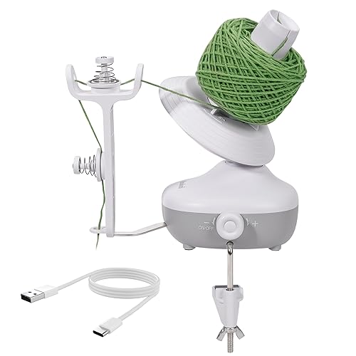Etcokei Yarn Winder, Electric Yarn Ball Winder for Crocheting, Compact Yarn Cake Winder with Strong Tension Stepless Speed, Automatic Yarn Spinner Wool Winder, Ideal Helper for Knitting Lovers(White) - White