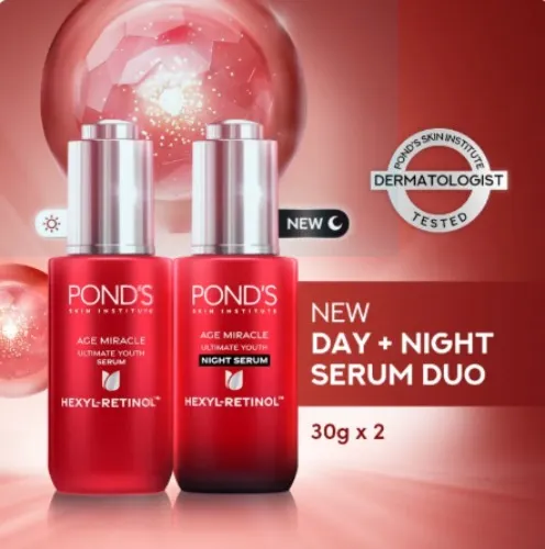 POND's Age Miracle Ultimate Youth Niacinamide Day and Night Serum Hexyl-Retinol with Niacinamide and Triple Hyaluronic Acid 30G