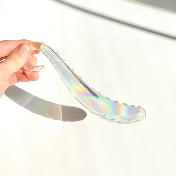 Yoni Massager, Glass Dildo, Discreet Packaging, Sex Toy for Women, Anal Butt Plug, Pleasure Wand, Texture, Rainbow, Iridescent