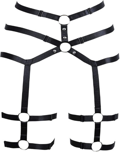 Garter Leg Belt Harness Leg Rave Thigh Garter Harness Strappy Garter Belt for Women - Black