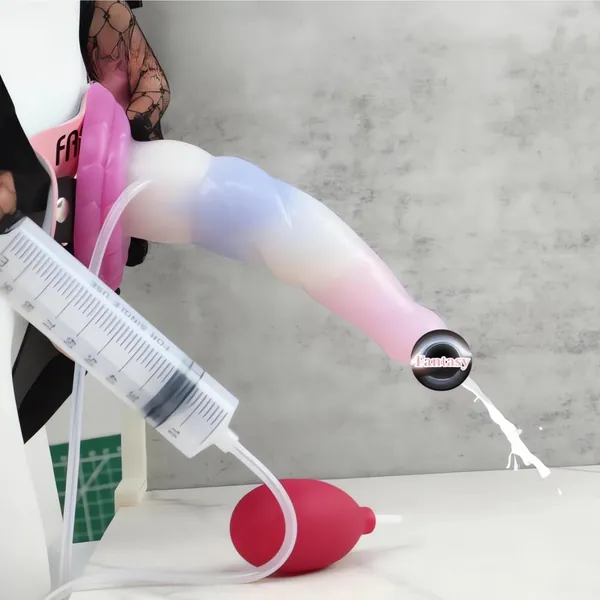 Ejaculation Dildo, Fantasy Dildo, Silicone Liquid Gradient Simulation Penis, Ejaculation Enema Penis, Anal Dildo, Suction Cup, Mature
