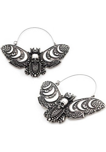 Moon Phase Death Moth | PLUG HOOP EARRINGS